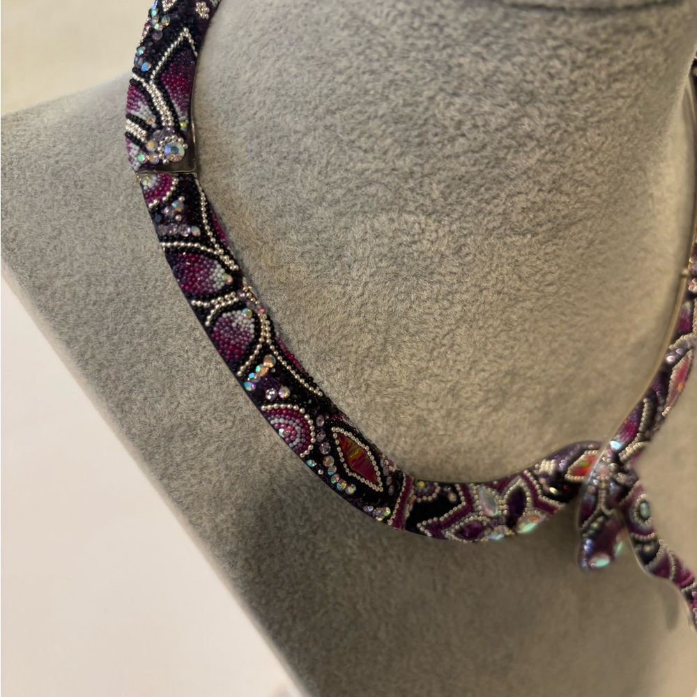 Elegant Purple Mex 950 Silver Snake Necklace with earrings - Picture 8 of 10